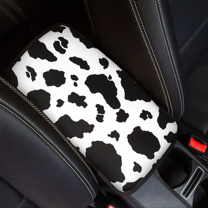 Dreaweet Stylish Cow Print Auto Center Console Pad,Car Armrest Pad Car Armrest Seat Box Cover Protector for Most Vehicle, SUV, Truck, Car - Image 2